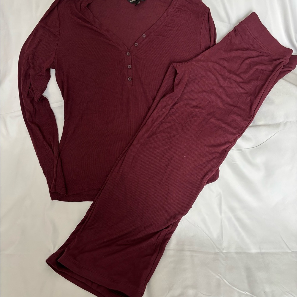 Banana Republic Women's Long-Sleeve Henley Pajama Set - Wine